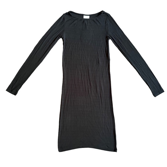 NWT MAMALICIOUS BLACK LONG SLEEVE FITTED CREWNECK RIBBED MATERNITY DRESS SIZE XS - Picture 1 of 8